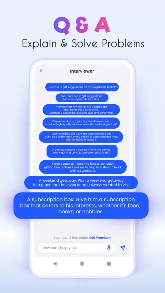 AI Chatbot سکرین شاٹس