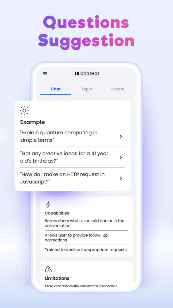 AI Chatbot سکرین شاٹس