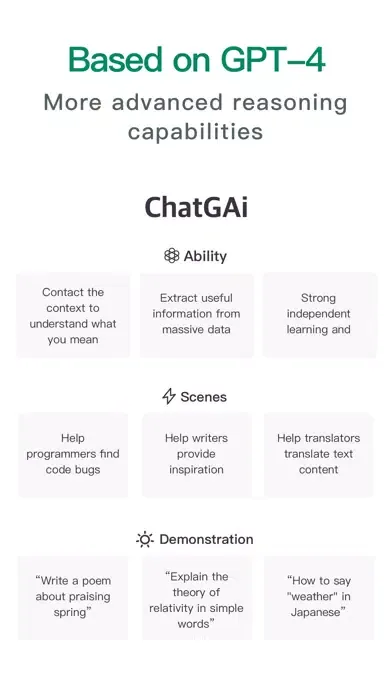 Captures d'écran de ChatGAi - Ai writing robot