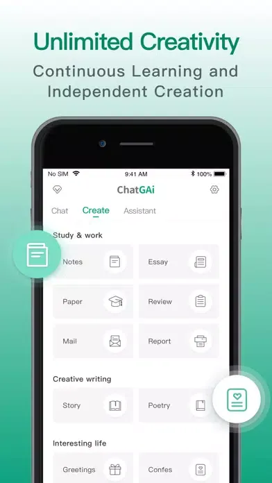 Captures d'écran de ChatGAi - Ai writing robot