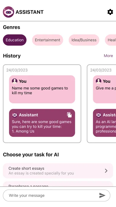 Zrzuty ekranu AI Chatbot: AI Assistant