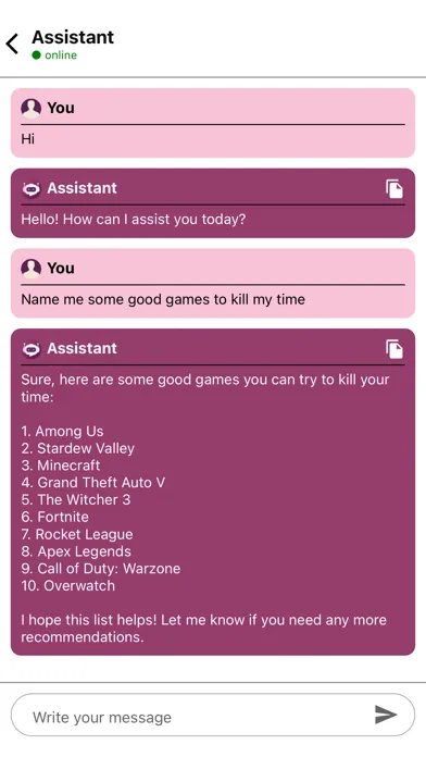 Zrzuty ekranu AI Chatbot: AI Assistant