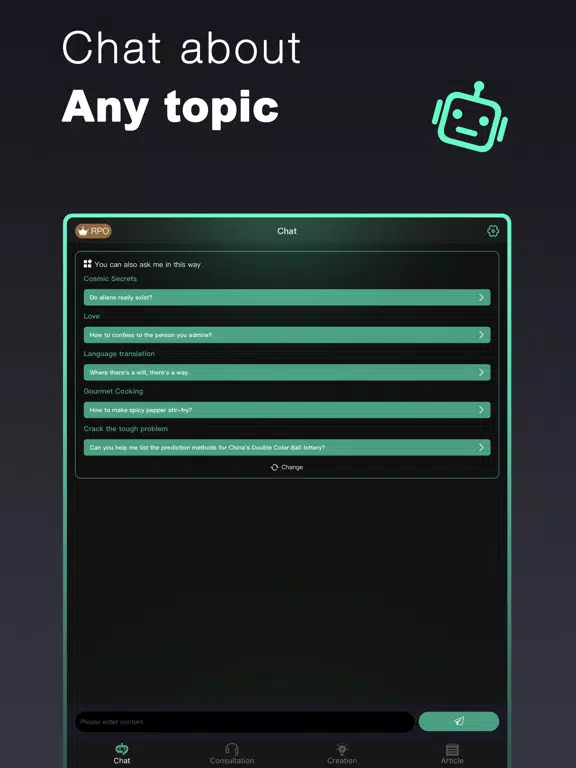 Ảnh chụp màn hình của Chat AI -Ask Chatbot Assistant iPad 