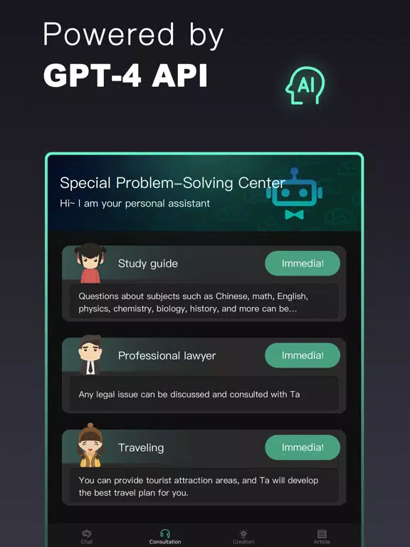 Ảnh chụp màn hình của Chat AI -Ask Chatbot Assistant iPad 