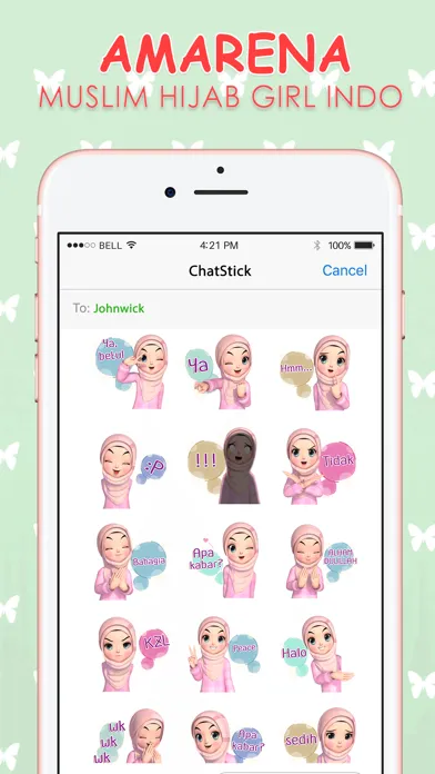 Скриншоты Amarena 3D Hijabgirl Indo Stickers for iMessage