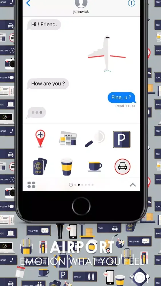 Скриншоты Airport Stickers for iMessage By ChatStick