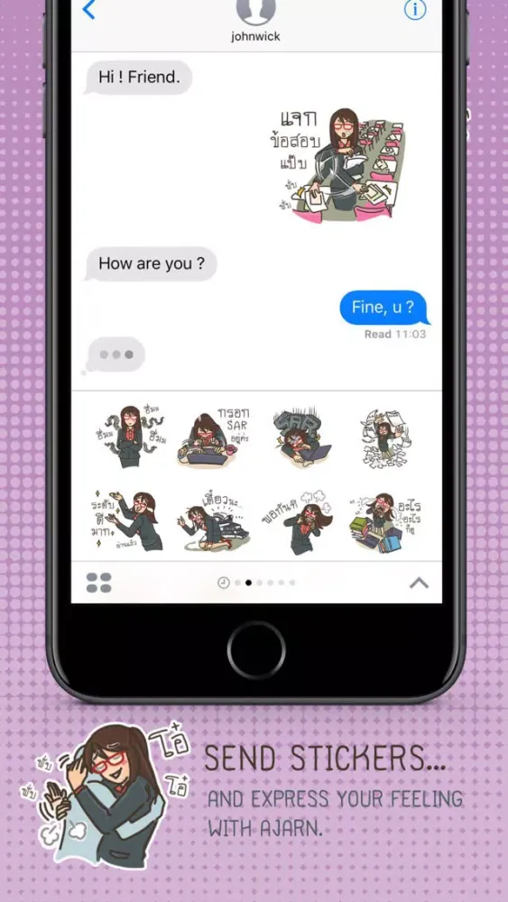 Capturas de tela do A-jarn V.2 Stickers for iMessage By ChatStick
