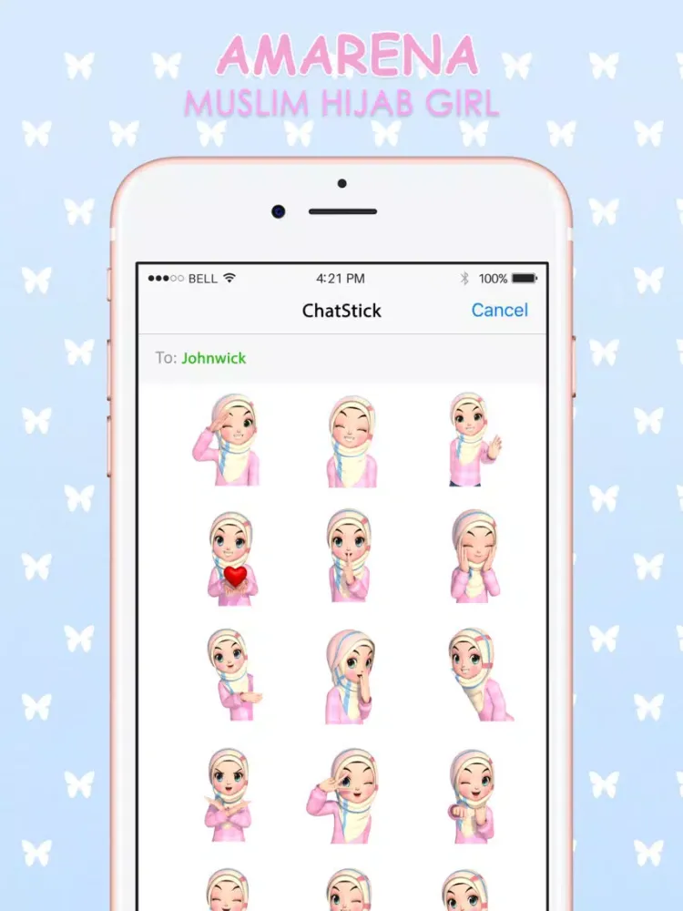 Amarena 3D Hijabgirl Stickers Emoji By ChatStick iPad 應用截圖