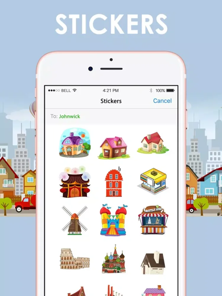 Capturas de tela do City Town Emoticons Sticker for iMessage ChatStick iPad 