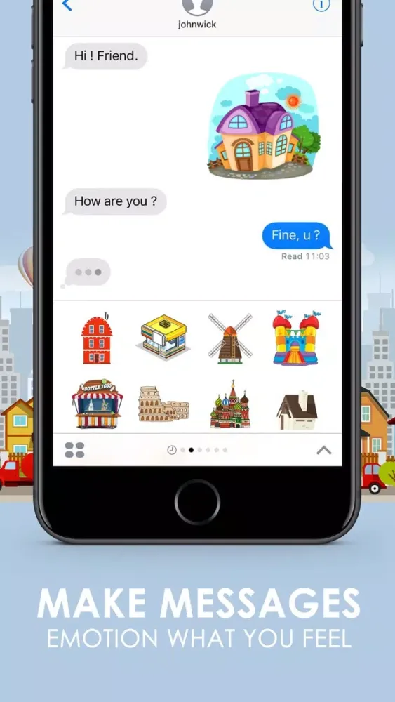Capturas de tela do City Town Emoticons Sticker for iMessage ChatStick