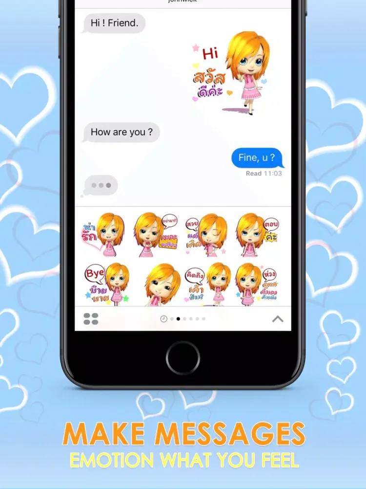 Tangkapan layar CrazyBell1 Thai Stickers for iMessage iPad 