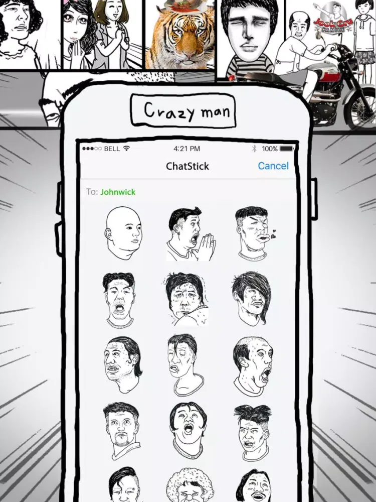 Tangkapan skrin Jookgru Crazyman Stickers for iMessage iPad 