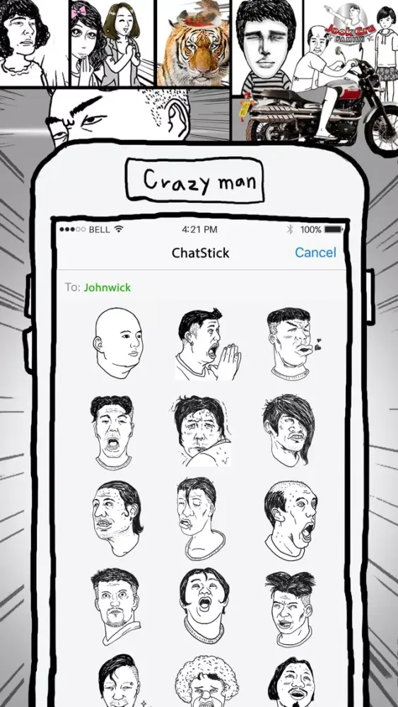 Tangkapan skrin Jookgru Crazyman Stickers for iMessage