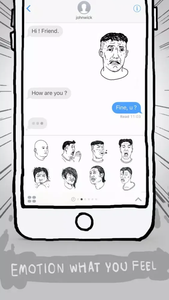 Tangkapan skrin Jookgru Crazyman Stickers for iMessage