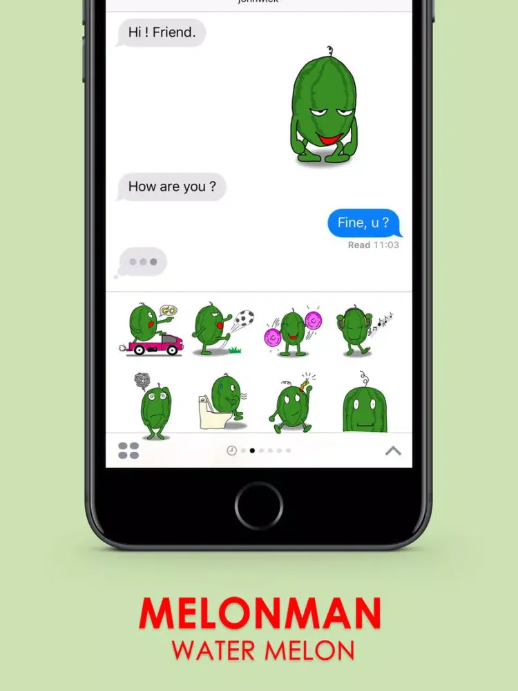 تصاویر Melonman V.1 Emoji Stickers for iMessage iPad 