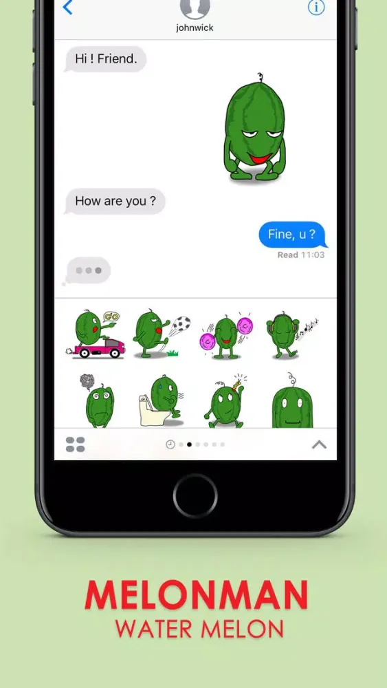 تصاویر Melonman V.1 Emoji Stickers for iMessage