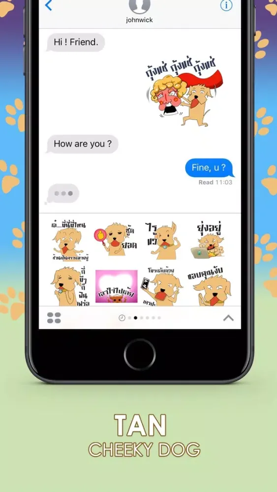 Tangkapan layar Tan cheeky dog Stickers & Keyboard By ChatStick
