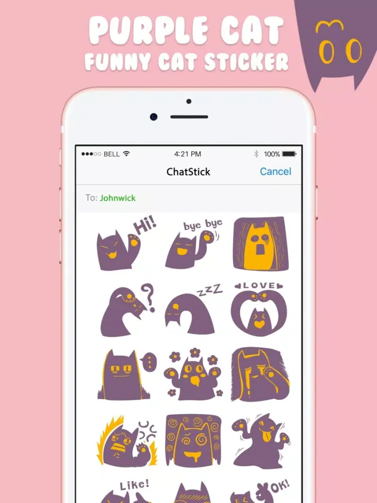 Capturas de pantalla de Purple Cat Stickers Emoji Keyboard By ChatStick iPad 