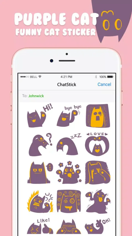 Capturas de pantalla de Purple Cat Stickers Emoji Keyboard By ChatStick