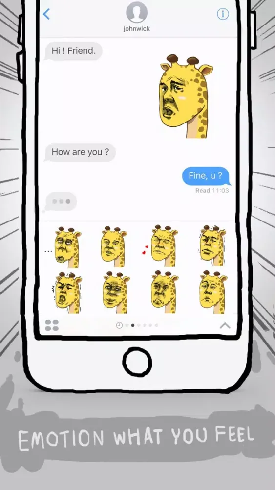 Capturas de tela do Jookgru Giraffe Stickers & Keyboard By ChatStick