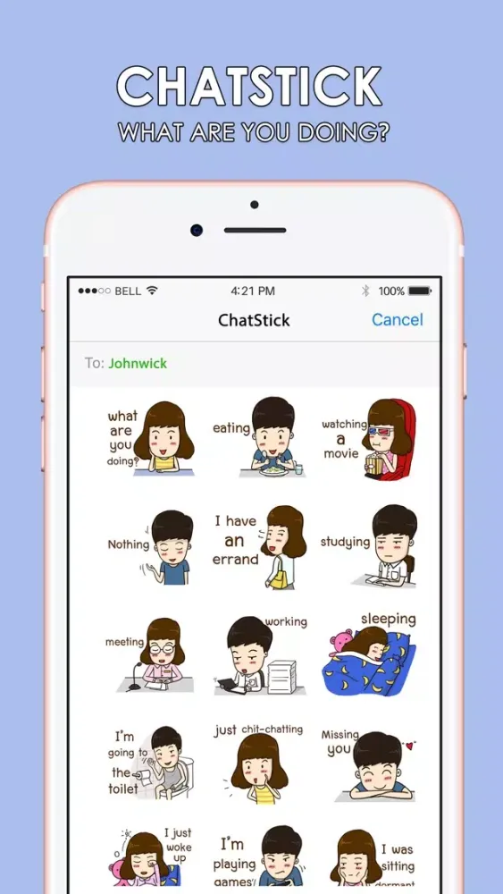 Capturas de tela do What are you doing? Stickers Keyboard By ChatStick