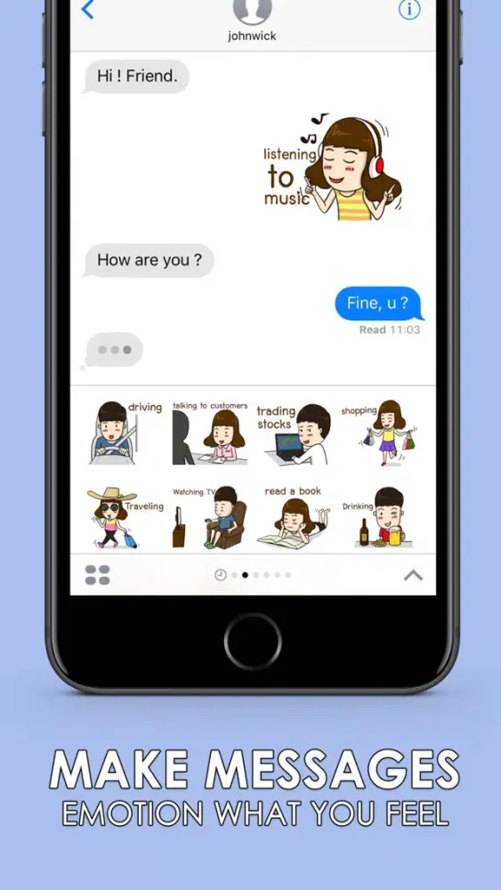 Capturas de tela do What are you doing? Stickers Keyboard By ChatStick