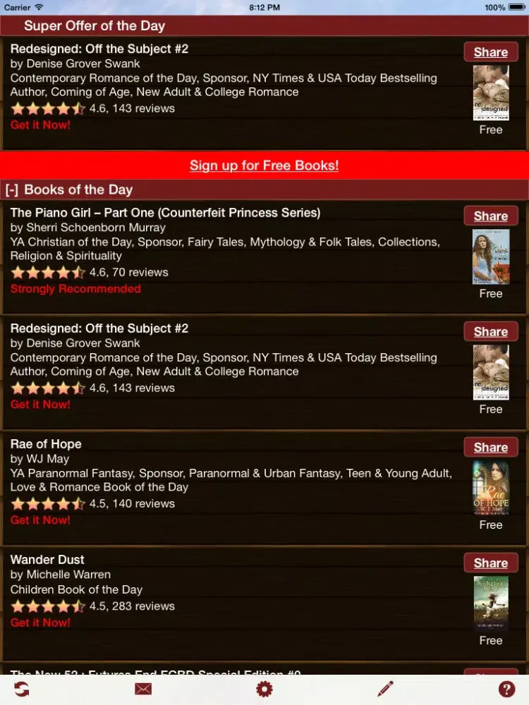 Capturas de tela do Free Books UK iPad 