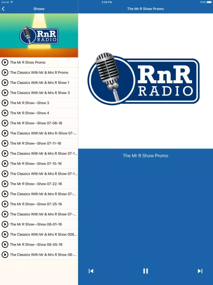 Captures d'écran de RnR RADIO iPad 
