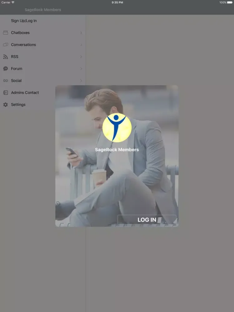 Tangkapan layar SageRock Members iPad 