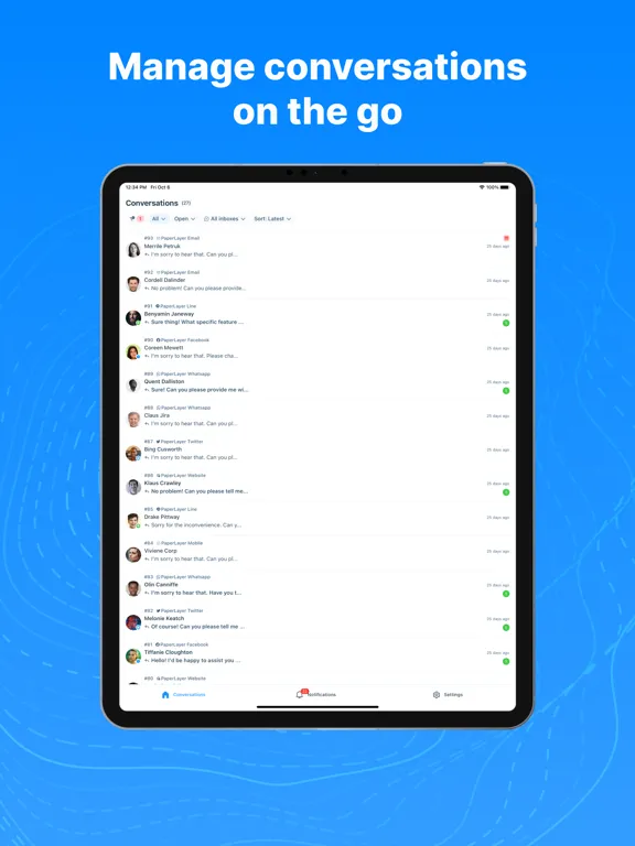 Chatwoot iPad  Screenshots