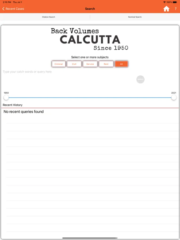 Tangkapan skrin Calcutta Legal Reports iPad 
