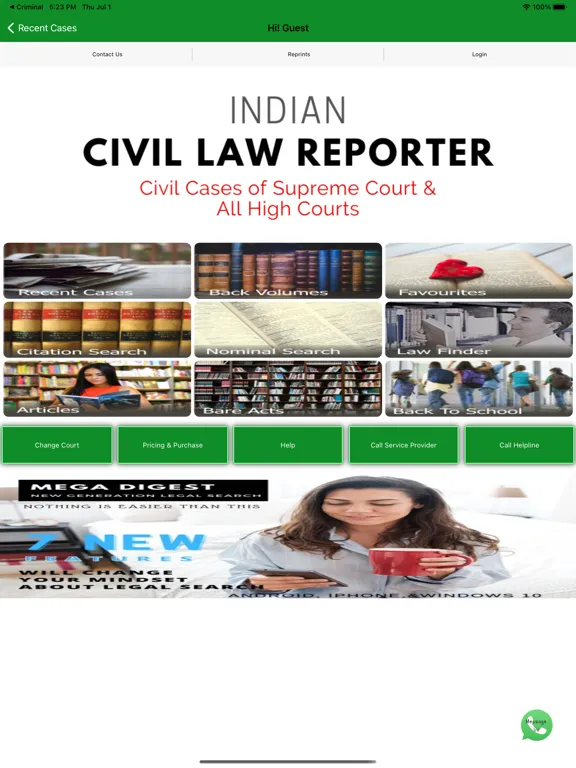 Ảnh chụp màn hình của Indian Civil Law Reporter iPad 