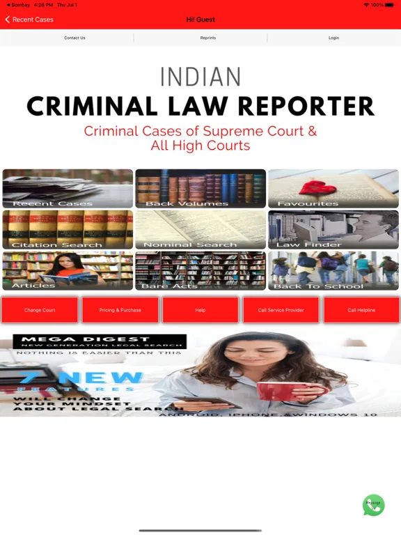 Indian Criminal Law Reporter iPad  स्क्रीनशॉट