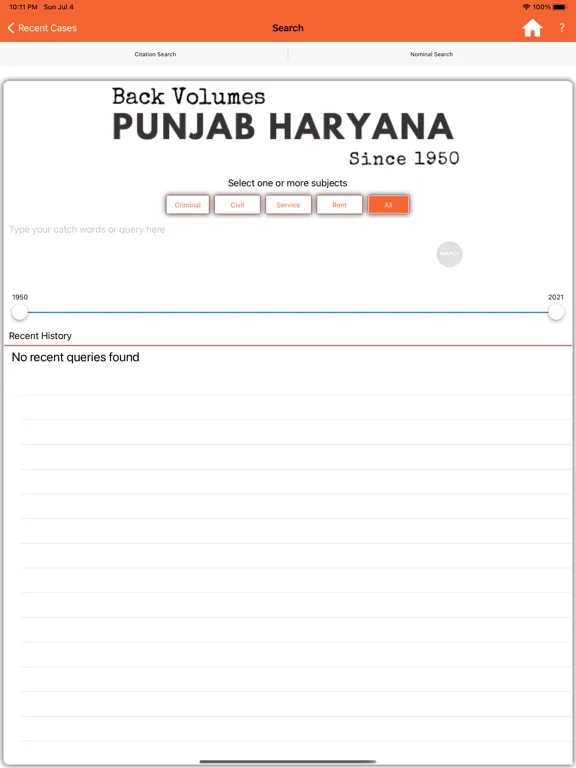 Capturas de tela do Punjab Haryana Legal Reports iPad 