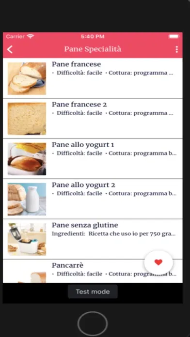 Capturas de tela do Ricette Macchina del pane