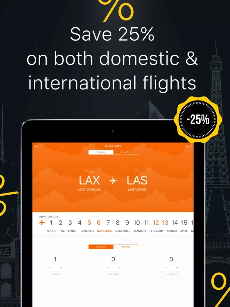 Скриншоты The Cheapest Flights Worldwide iPad 