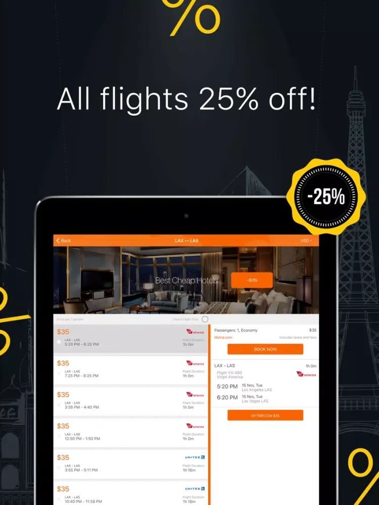 Скриншоты The Cheapest Flights Worldwide iPad 