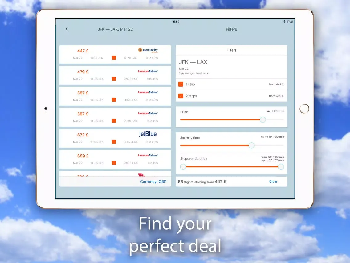 Book Travels - Compare Flights & Hotels iPad 应用截图