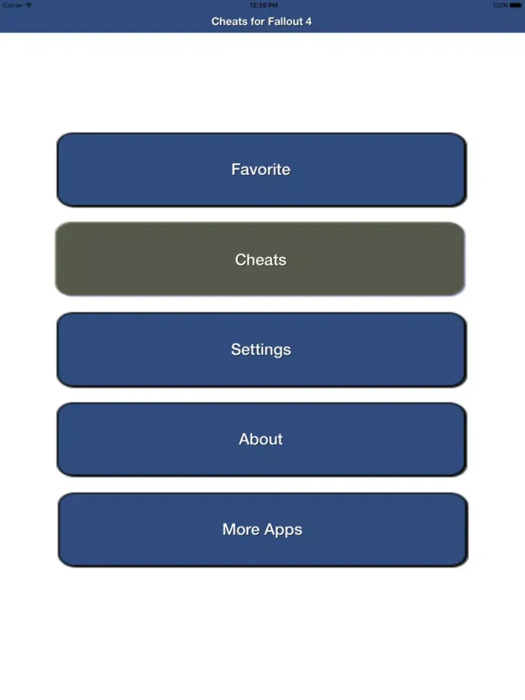 Ảnh chụp màn hình của Cheats for Fallout 4 PC iPad 