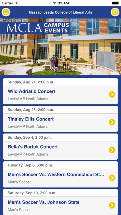 MCLA Events Screenshots