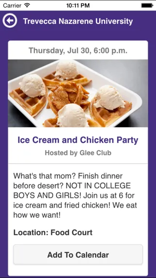 ภาพหน้าจอของ Trevecca Nazarene University Events