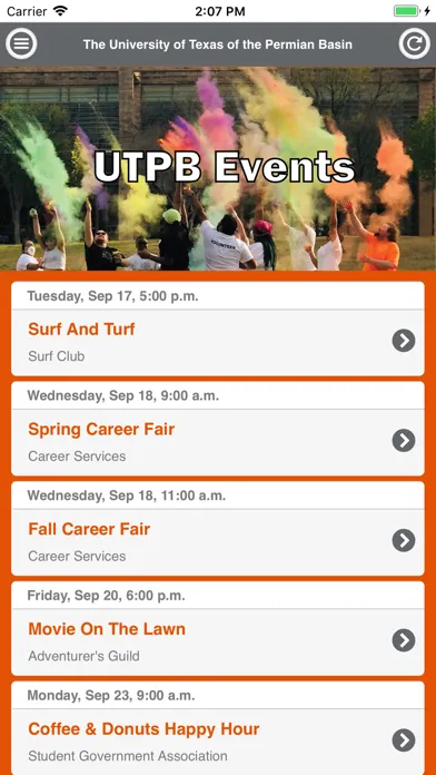 Capturas de pantalla de UTPB Events