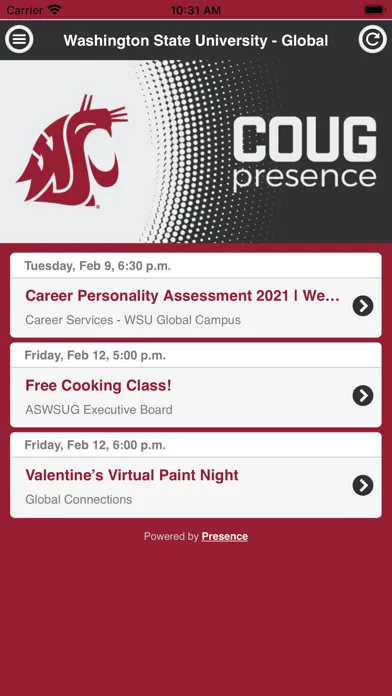 Capturas de tela do Global Coug Presence