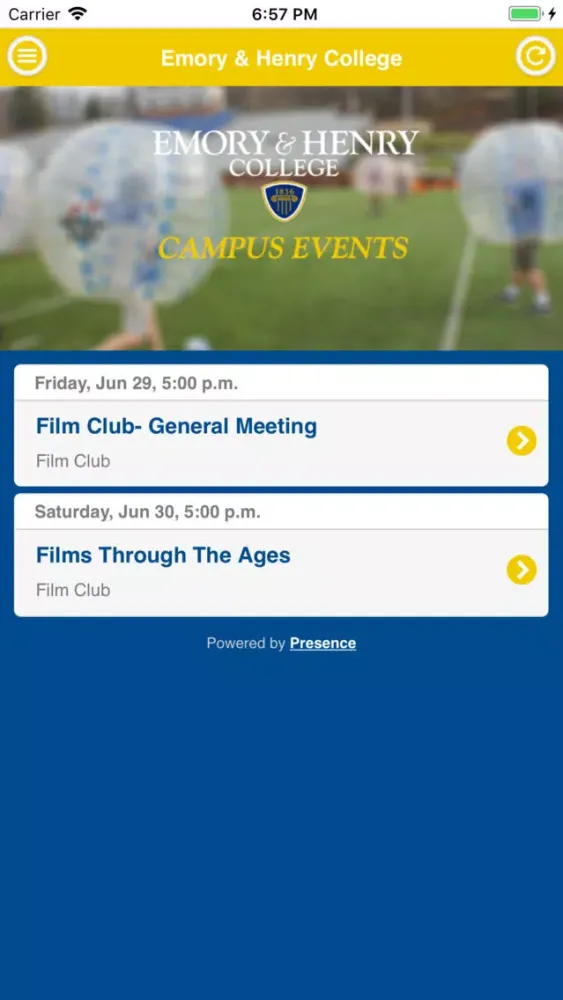 Emory & Henry College Events স্ক্রিনশট