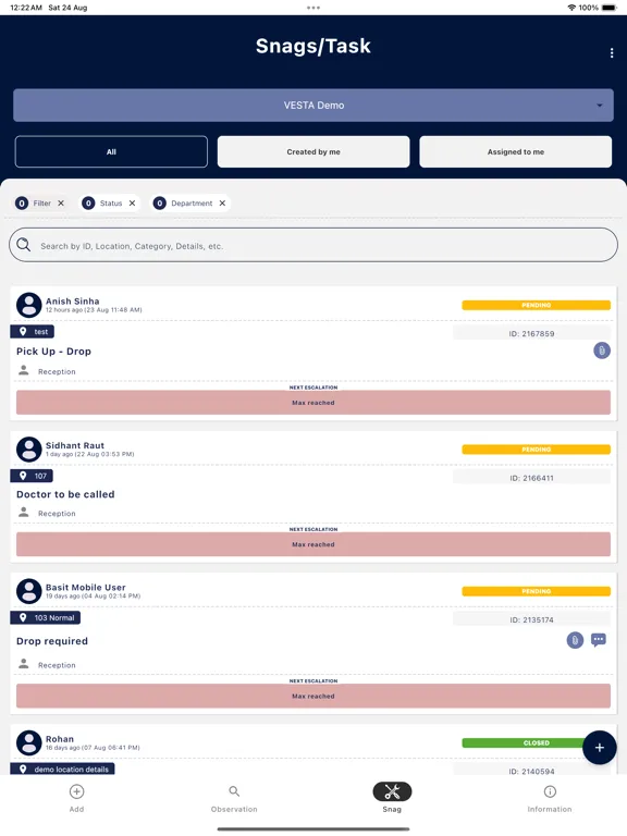 Vesta AODM iPad  Screenshots