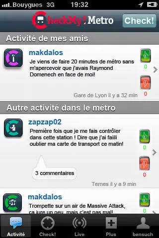 Tangkapan layar CheckMyMetro Lyon