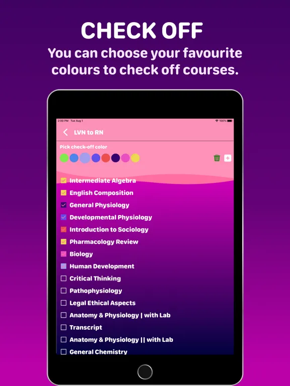 Pre-RN Check Off iPad  Screenshots