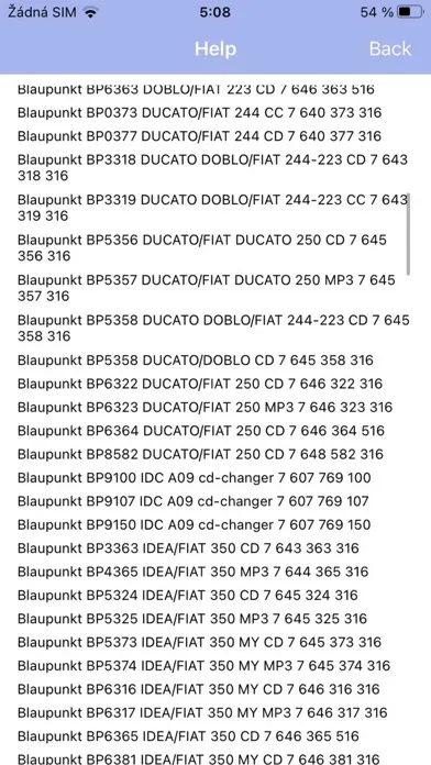 Capturas de tela do RADIO CODE for FIAT B&B