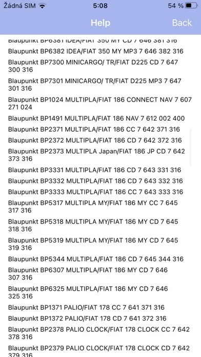 Capturas de tela do RADIO CODE for FIAT B&B