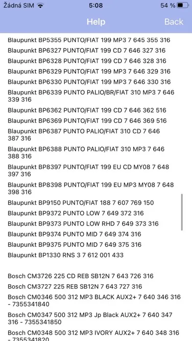 Capturas de tela do RADIO CODE for FIAT B&B